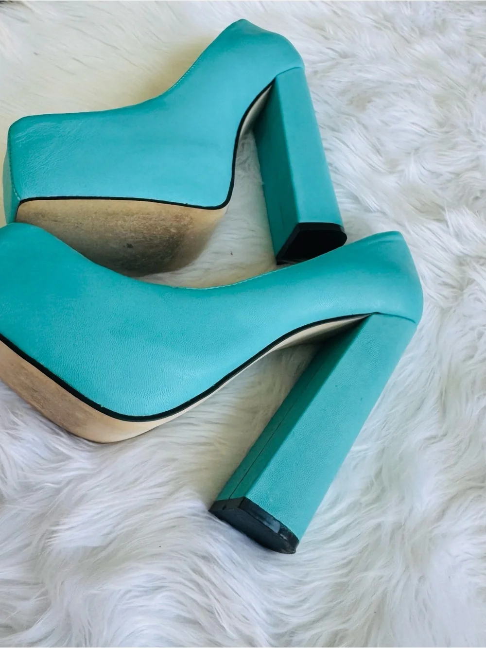 LF  Turquoise Platform Block Heels